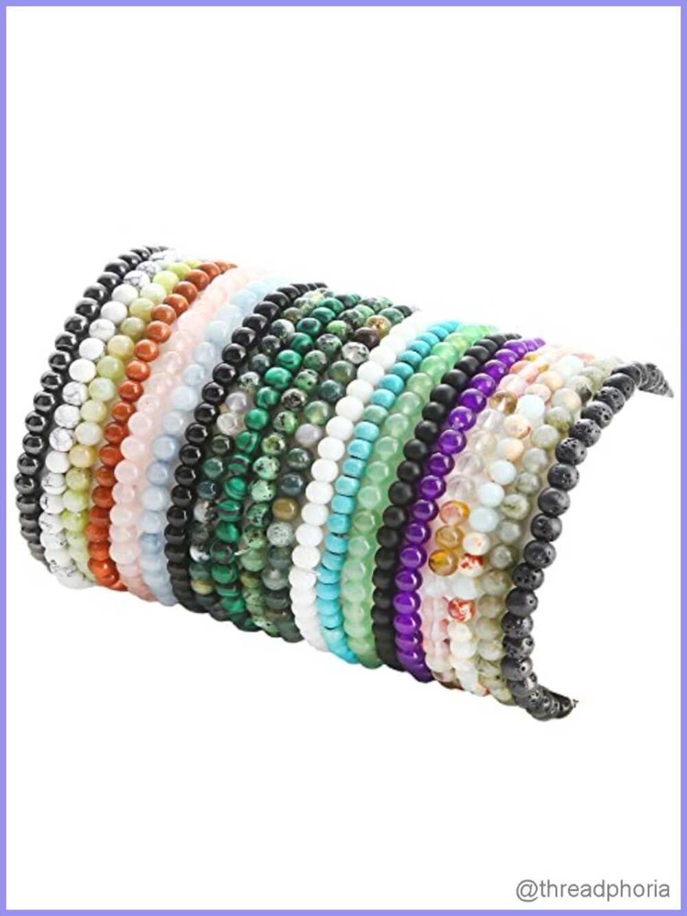 20pcs 4mm Gemstone Stretch Bracelets Set Semi-Precious Stackable Yoga